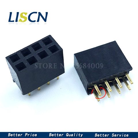 50 pièces 2X4 broche Double rangée droite femelle broche en-tête 2.54MM pas bande connecteur prise 2*4 4p 4 broches 4PIN pour carte de circuit imprimé ► Photo 1/1