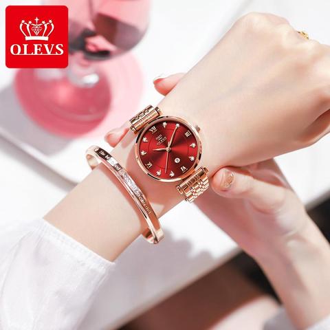 OLEVS haut flambant neuf femmes mode montre à Quartz étanche de luxe femmes montres en acier inoxydable bracelet Date horloge dame ► Photo 1/6