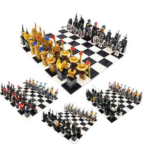 Blocs de construction du modèle d'échecs International Golden Knight VS Undead Army, figurines d'action, petites briques, jouets éducatifs, nouvel arrivage ► Photo 1/5