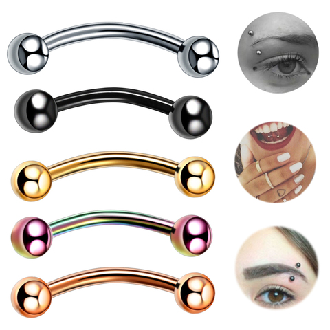 Piercing en titane pour sourcils banane, 1 pièce, anneau en Barbell incurvé, lèvre Labret, langue, Daith, Helix, bijoux de corps ► Photo 1/6