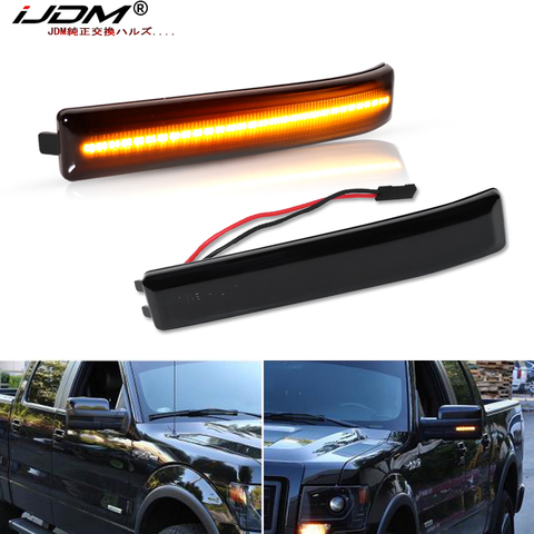 Feux de position de miroir latéral de pleine LED ambre d'ijdm pour 2009-14 Ford F150 et 2010-14 SVT Raptor, remplacent les réflecteurs sans ampoule ambre d'oem ► Photo 1/6