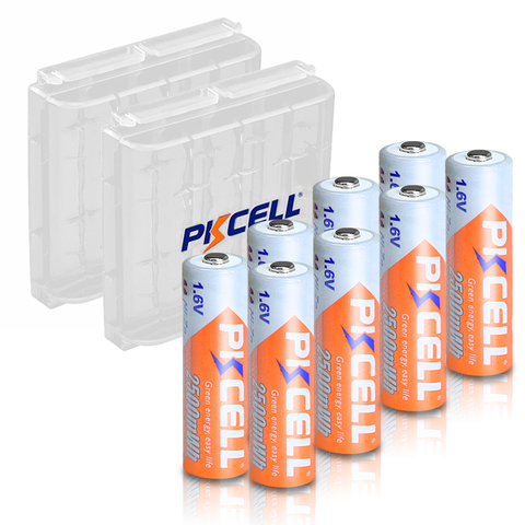 8 pièces PKCELL AA 2500mWh 1.6V ni-zn batterie Rechargeable aa NIZN batteries 2A et 2 pièces nizn batterie boîte de support caméra housses pour ► Photo 1/5