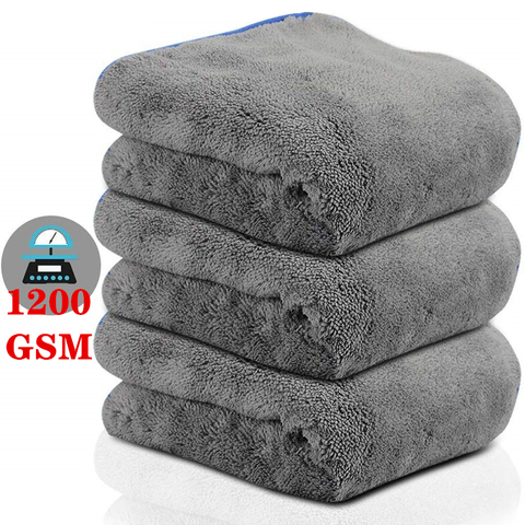 1200gsm Ultra-épais microfibre serviette voiture séchage serviettes voiture détail nettoyage polissage microfibre lavage de voiture tissu accessoires ► Photo 1/6