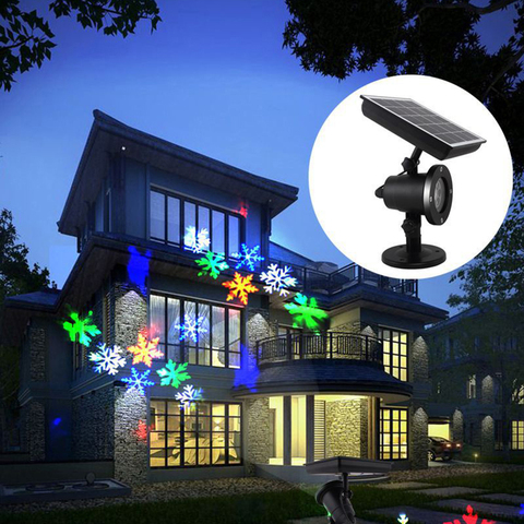 Projecteur Laser LED à énergie solaire, lumière Disco flocon de neige en mouvement, lumières de scène de noël imperméables, lampe de paysage de jardin extérieur ► Photo 1/6