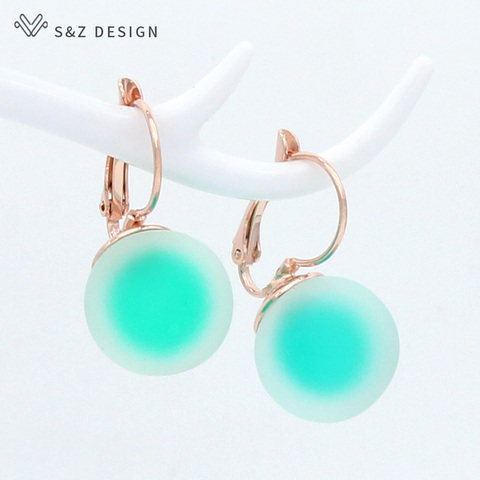 S & Z – grandes boucles d'oreilles rondes pour femmes, DESIGN coréen, bijoux tendance, personnalité Simple, or Rose, blanc, or, 585 ► Photo 1/6