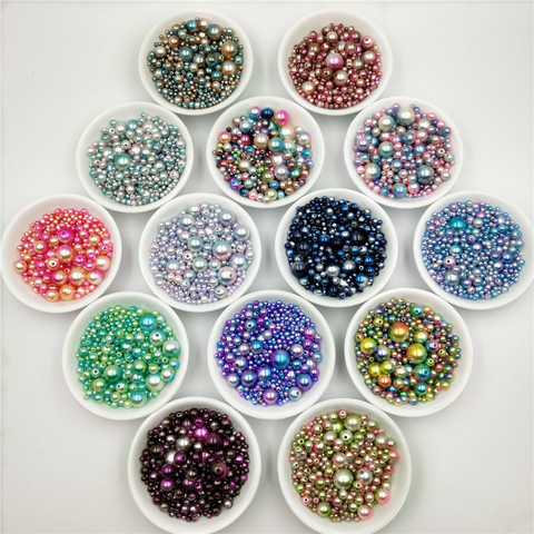 Perles d'imitation en ABS 3/4/5/6/8/10/12mm, rondes et rondes avec trous, en acrylique, pour la fabrication de bijoux, accessoires, bricolage ► Photo 1/6