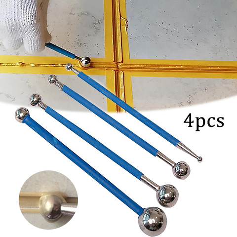 Bâton de réparation de coulis, Double boule en acier pressée, pour carreaux de verre, grattoir à ciment, outils de Construction, 4 pièces ► Photo 1/6