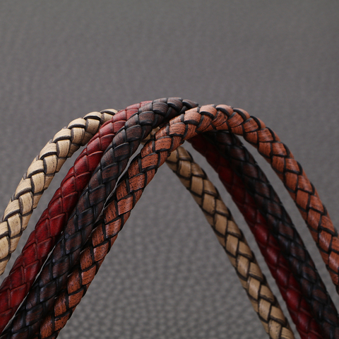 HMSFELY 6mm corde en cuir véritable pour Bracelet à bricoler soi-même fabrication de bijoux tressé gris marron cordon résultats bracelets accessoires ► Photo 1/6