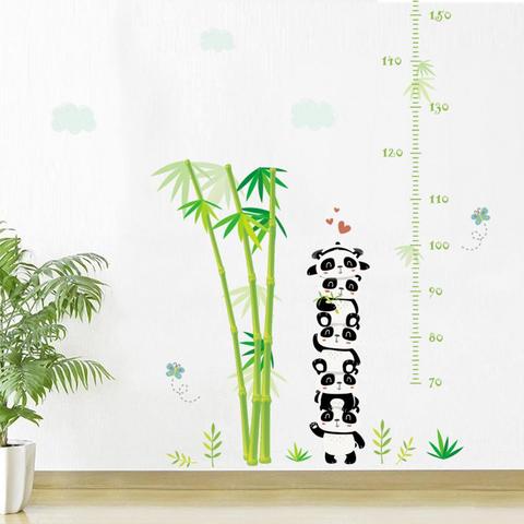 Autocollant Mural en bambou, autocollant de Panda mignon, pour mesurer la hauteur des chambres d'enfants, décoration pour le salon et la maison ► Photo 1/6