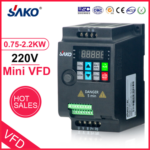 SAKO SKI780 convertisseur de vitesse Variable Mini VFD | Convertisseur de fréquence, 220V 0, 75KW/1.5KW/2.2KW de 1HP, pour moteur, contrôle de vitesse, onduleur de fréquence ► Photo 1/4