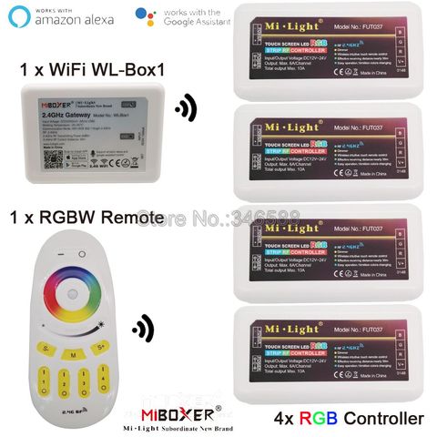 Miboxer – contrôleur de bande LED, dc 12V 24V 10a, rvb, prise en charge de 2.4G sans fil, télécommande 4 zones/APP WiFi / Alexa Google Voice ► Photo 1/5