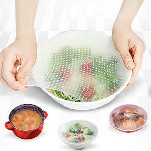 4 pièces/ensemble Silicone enveloppe Silicone bol couvre aliments frais garder emballage réutilisable joint couvercle Stretch sous vide emballage alimentaire cuisine ► Photo 1/6