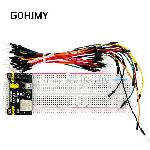 Module d'alimentation de planche à pain MB102 3.3V/5V, MB-102 830 points, Prototype de planche à pain pour kit arduino + 65 fils de cavalier, vente en gros GOHJMY ► Photo 1/6