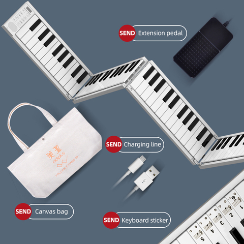 Piano enroulable portable en silicone souple pour enfants, clavier