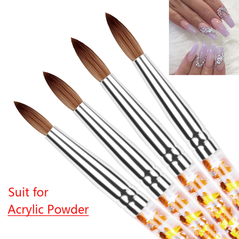 1PC cristal acrylique Nail Art brosse No 8/10/12/14 UV Gel sculpture stylo brosse liquide poudre bricolage ongles dessin liquide paillettes poignée ► Photo 1/6