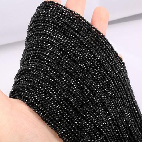 Perles en pierre naturelle petite section perle spinelles noires 2 3 mm perles en vrac pour la fabrication de bijoux Bracelet à bricoler soi-même longueur de collier 38cm ► Photo 1/3