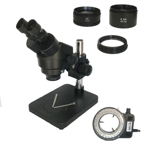 Microscope industriel stéréo binoculaire, support de Table, grossissement à zoom continu 7-45X, lumières LED réglables ► Photo 1/4