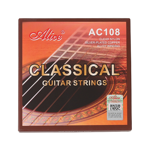 Alice – cordes de guitare classique professionnelle AC108, plaqué argent, cuivre enroulé, Nylon clair, haute Tension normale, 6 cordes ► Photo 1/5