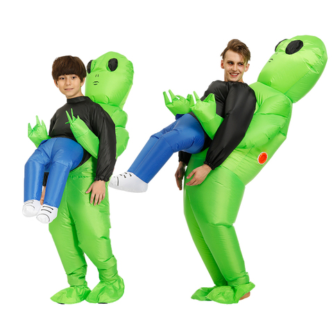 Costume gonflable d'alien vert, costume de Cosplay drôle, robe fantaisie de fête, costume d'halloween pour adultes et enfants ► Photo 1/6