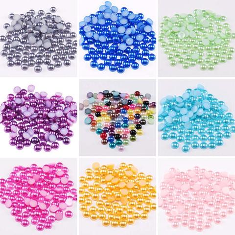 Demi-perles rondes Imitation de bijoux, vente en gros, 3 4 5 6 8 10 12MM, pour la fabrication de bijoux, scrapbooking décoratives, accessoires à créer soi-même ► Photo 1/6