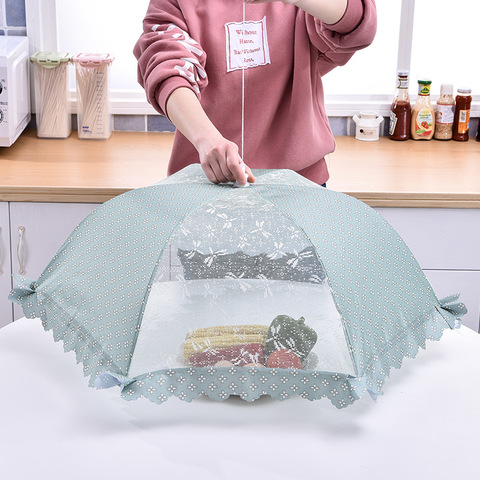 Couverture pliable pour aliments, en dentelle, en maille, légumes, riz, Anti-poussière, Style parapluie, anti-mouches, anti-moustiques, anti-insectes, pour pain ► Photo 1/6