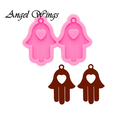 Main boucles d'oreilles Silicone moules bricolage noir vies mat bijoux brillant époxy résine moule personnalisé en gros DY0579 ► Photo 1/6