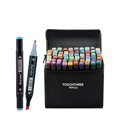 Touchthree – marqueur artistique à base d'alcool, couleur en option, double tête, pour croquis, stylo à brosse pour artiste, dessin, fournitures artistiques ► Photo 1/4