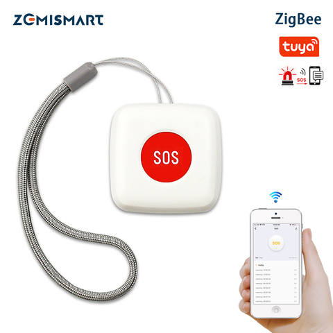 Zemimart télécommande SOS bouton alarme étanche aide d'urgence interrupteur d'alarme fonctionne avec Tuya Zigbee hub ► Photo 1/6