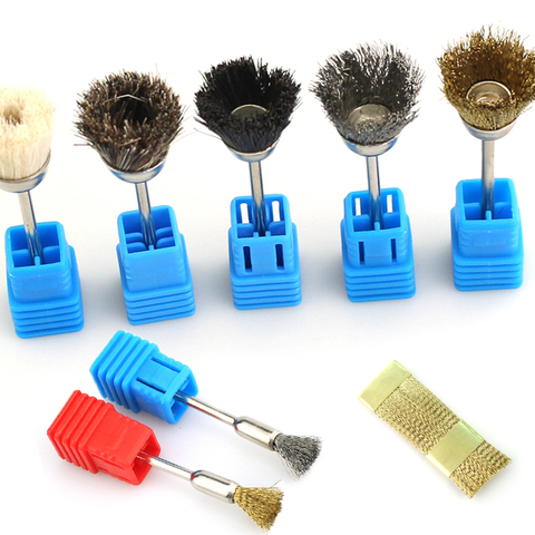 Perceuse à ongles en fil de cuivre, 8 Types de fraises dorées, brosse de nettoyage, outils portables pour manucure, mèches de bavures ► Photo 1/6