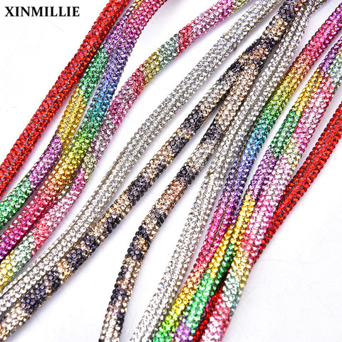 Nouveau 6mm verre cristal cordon Strass corde Applique Tube coloré garniture Strass robe de mariée coiffure en épingle à cheveux chaussures sac bricolage ► Photo 1/6