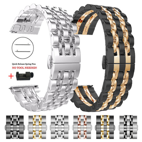 Bracelet en acier inoxydable, pour Samsung Galaxy Watch Active 2 3 41/45mm 42/46mm, pour Gear Sport/S2 S3 20mm 22mm ► Photo 1/6