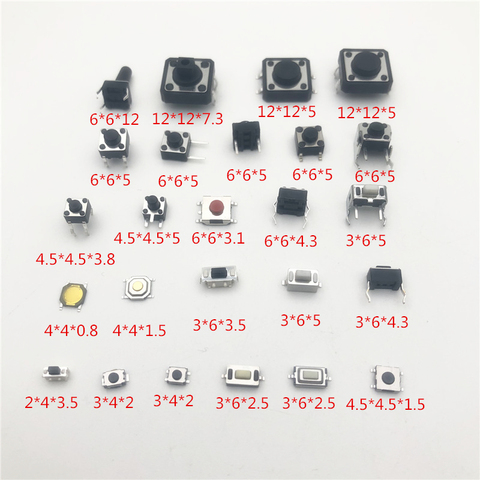 Micro interrupteur Tactile pour Arduino, 25 modèles, 125 pièces, 6x6, 3x6, 4x4, 2x4, 6x6, KIT de bricolage ► Photo 1/1