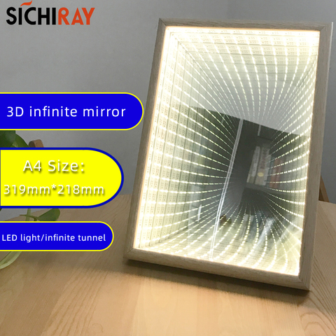 Miroir infinity 3D électronique fait à la main, effet d'extension de tunnel de miroir infini clignotant Led, décoration lumineuse pour la maison, cadeaux ► Photo 1/4