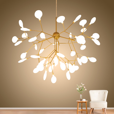 Moderne luciole LED lustre salon salle à manger noir or branche plafond suspension lampe pour cuisine chambre décor à la maison éclairage ► Photo 1/6