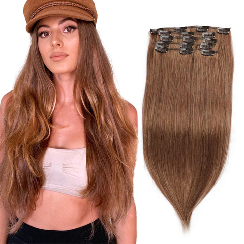 Extensions naturelles Remy lisses noires jais-Isheeny | Ensemble de 7 pièces, 14 