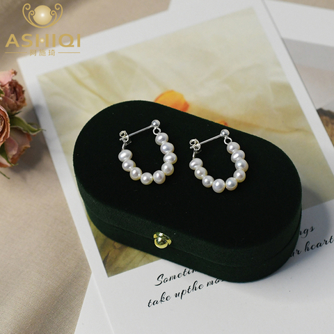 ASHIQI 925 boucles d'oreilles en argent sterling naturel perles d'eau douce mode personnalité bijoux cadeaux pour les filles femmes ► Photo 1/1