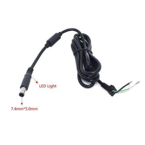 18AWG cuivre cc pointe connecteur cordon câble pour Dell HP adaptateur pour chargeur pc portable broche noire 7.4x5.0 avec lumière led 1.8M ► Photo 1/6