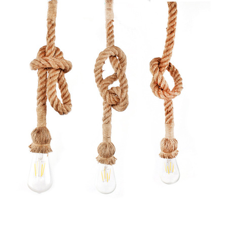 Lampe suspendue Vintage à corde de chanvre, 1/2/3/4/5m de long, rétro, Loft, simple, Double têtes, lampe Edison ► Photo 1/6