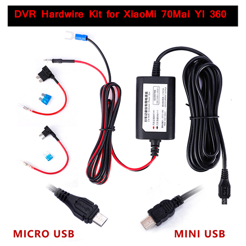 Adaptateur de caméra de tableau de bord pour XiaoMi 70Mai YI 360 m 12v-24v à 5v 2.5A, Mini USB Dash Cam, Kit de câblage rigide DVR, 3.2m ► Photo 1/6