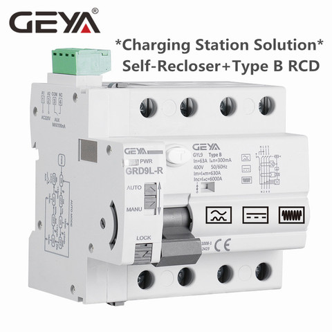 GEYA auto-recperdant Mode de contrôle avec Type B RCD spécial pour Station de recharge de voiture utiliser courant continu disjoncteur intelligent nouvelle énergie ► Photo 1/6