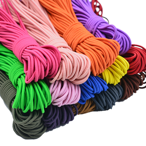 Bande élastique ronde colorée de 2mm de haute qualité, corde en caoutchouc, bricolage, accessoires de couture, 4 mètres ► Photo 1/6