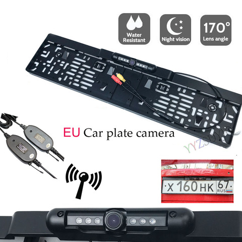 Support de cadre de plaque d'immatriculation de voiture, sans fil, Euro, caméra de recul 6 IR LED, Vision nocturne IP68, nouvelle collection ► Photo 1/6