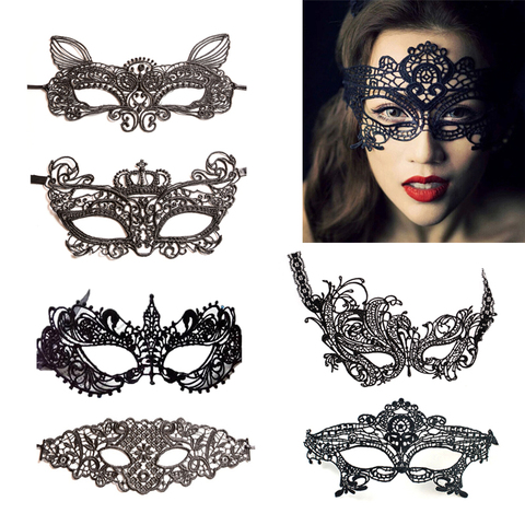 Masque Sexy en dentelle pour femmes, Lingerie érotique, fête en boîte de nuit, Costume de Cosplay, poupée noire, masques Sexy ► Photo 1/6