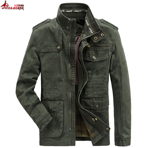 Automne hiver veste hommes 100% coton affaires décontracté Cargo militaire multi-poches hommes vestes et manteaux mâle Chaqueta Hombre ► Photo 1/6