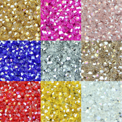 JHNBY 3mm 200 pièces AAA Bicone haut de gamme cristaux autrichiens perles AB couleur placage perles en vrac bracelet bijoux faisant des accessoires bricolage ► Photo 1/2