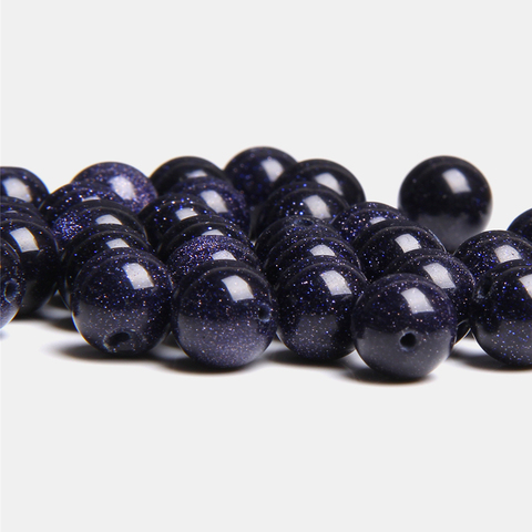 Perles de pierre de grès bleu lisse naturel pierre de sable bleu en vrac ronde 4-12mm perle pour femmes hommes fabrication de bijoux bracelet à bricoler soi-même perle ► Photo 1/6