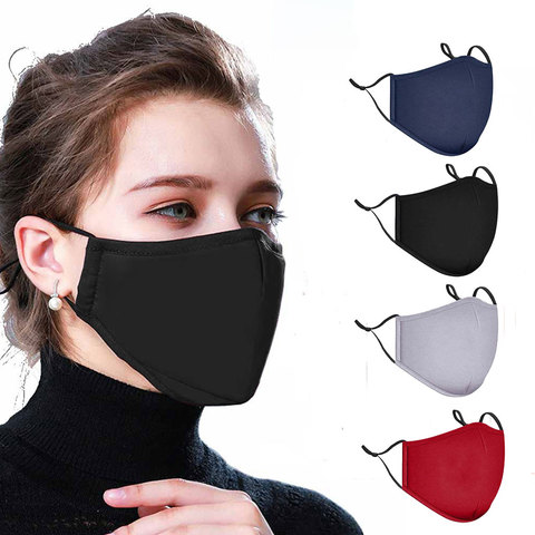 3/4 PIÈCES Noir Masques de Bouche Masque Facial Réutilisable Unisexe Anti-poussière De Protection Hygiène Adulte Bouche-muffle Couverture Masques Bouchon Mascarillas ► Photo 1/6