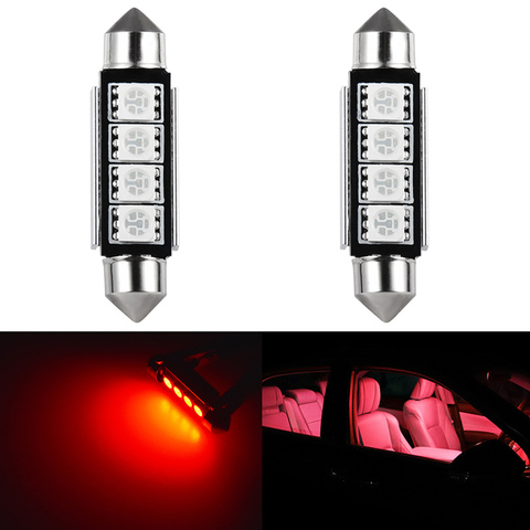 Ampoules Canbus LED C5W C10W 5050SMD, guirlande lumineuse, éclairage d'intérieur de voiture, 41mm 42mm, 6000K rouge blanc, 2 pièces ► Photo 1/6