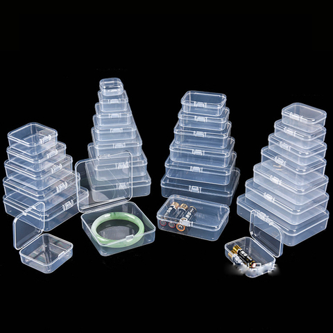 Boîte en plastique, rangement Transparent pour les ongles bijoux de pilules puces batterie de bonbons jouet cartes cadeau, boîte de Gadgets organisateur ► Photo 1/5