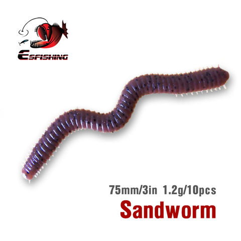 Pêche Ver 7.5 cm 10 pcs 1.2g Isca Artificielle Pesca SANDWORM De Pêche leurres Souples Appât Spinner Leurre Souple Chargeur ► Photo 1/2